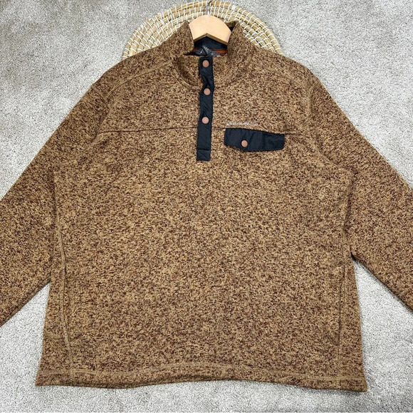 Eddie Bauer Men’s Convector Snap Mock Sweater Snap T Pullover Fleece Brown L - Picture 4 of 13